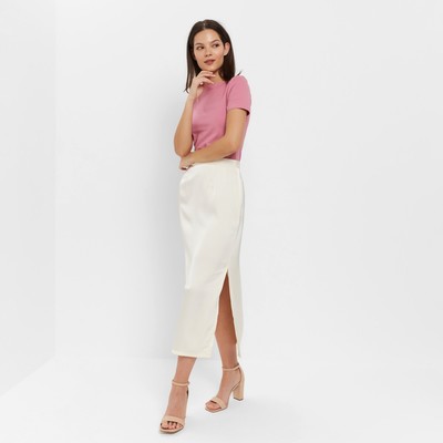 Юбка миди женская MINAKU: Silk pleasure, бежевая, размер 48