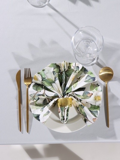 Набор салфеток с декоративными кольцами «Этель» Camellia, 40×40 см - 2 шт., 100% хлопок, саржа