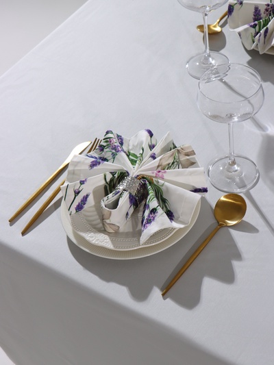 Набор салфеток с декоративными кольцами «Этель» Lavender, 40×40 см - 4 шт., 100% хлопок, саржа