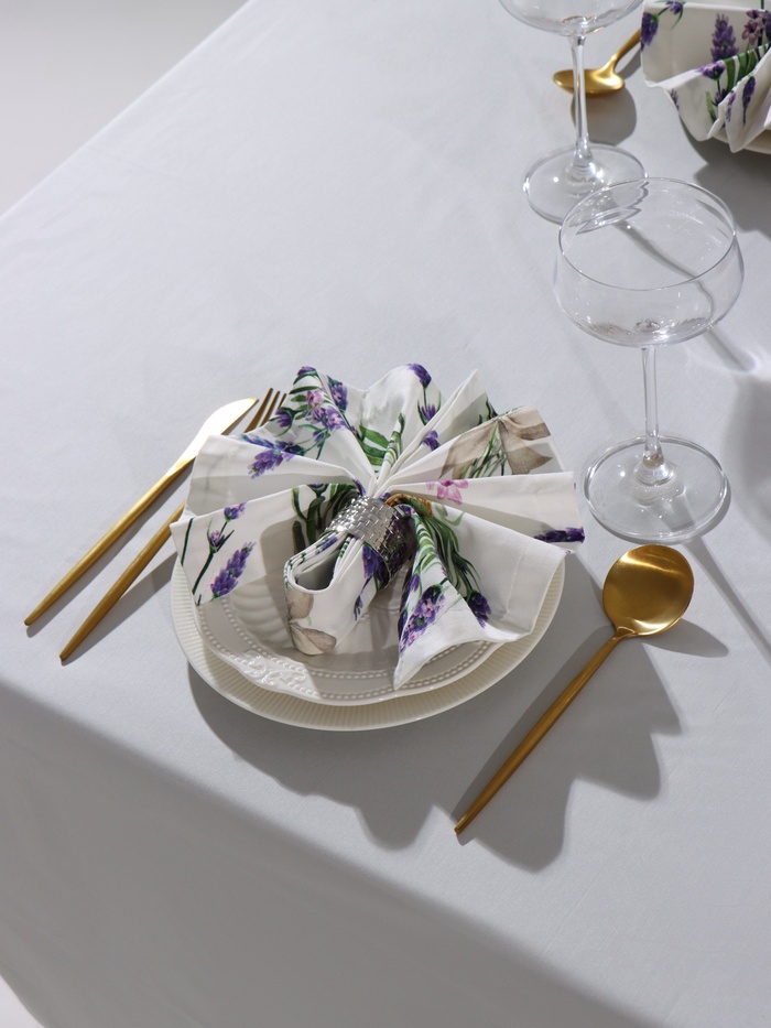 Набор салфеток с декоративными кольцами «Этель» Lavender, 40×40 см - 4 шт., 100% хлопок, саржа - Фото 1