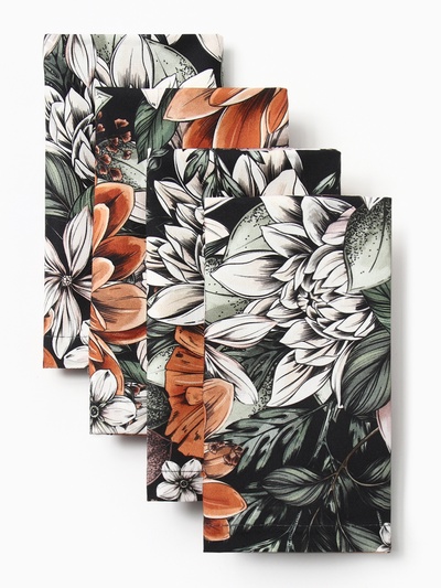 Набор салфеток с декоративными кольцами «Этель» Meadow flower, 40×40 см - 4 шт., 100% хлопок, саржа