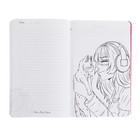Записная книжка для девочек 130 х 210 мм, 56 листов в линейку "Анимэ", обложка мелованный картон, ламинация Soft-Touch, выборочный УФ-лак - Фото 10