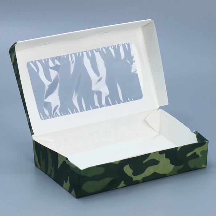 Коробка кондитерская складная, упаковка «23 февраля», 20 х 12 х 4 см - фото 1906145339