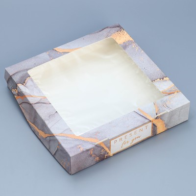 Кондитерская упаковка, коробка с ламинацией «Мрамор», 20 х 20 х 4 см
