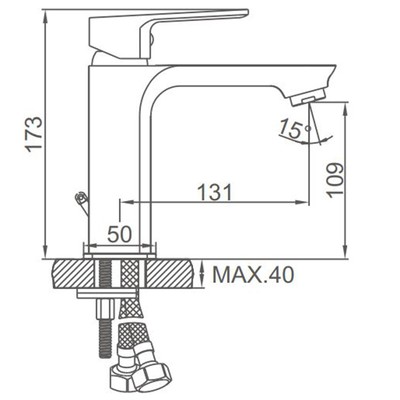 Смеситель для раковины Accoona A90126F, однорычажный, излив 131 мм, черный