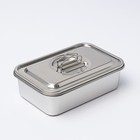 Контейнер для еды, 2 секции, 23×15.5×7, с крышкой, нержавеющая сталь, серебристый - Фото 1