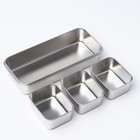 Контейнер для еды 3 секции, 34×15.5×7, с крышкой, нержавеющая сталь, серебристый - Фото 4