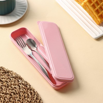 Футляр для столовых приборов Доляна, 21×5.5×2.2 см, розовый