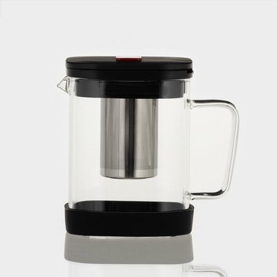 Заварочный чайник «Хюгге», 600 мл, с металлическим ситом, стекло, чёрный