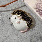 Брошь-кулон «Ёжик» мечтатель, бело-розовая в чернёном в золоте - Фото 1