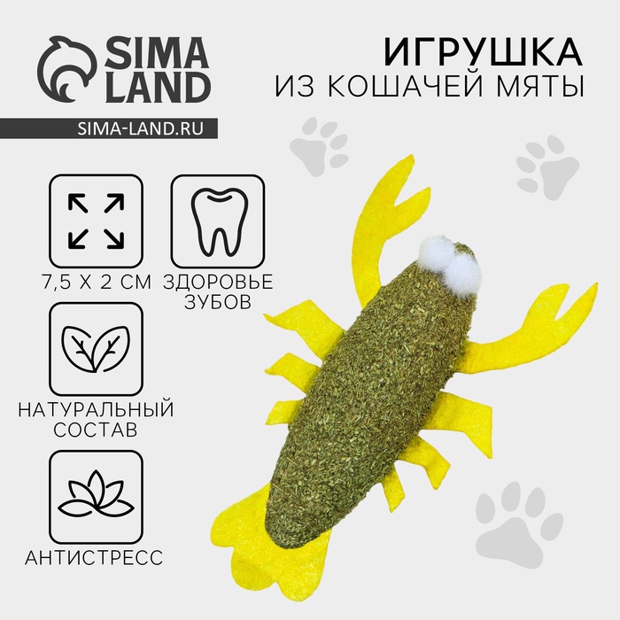 Игрушка для кошек «Рак» из кошачьей мяты, 7.5×2 см - Фото 1