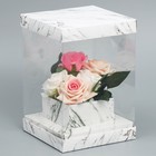 Коробка подарочная для цветов с вазой и PVC окнами складная, упаковка, «Мрамор», 16 х 23 х 16 см - Фото 2