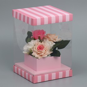 Коробка подарочная для цветов с вазой и PVC окнами складная, упаковка, «Love», 16 х 23 х 16 см
