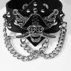 Браслет кожа «Череп» пират, цвет чёрный с серебром, 21 см - фото 9415658