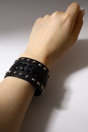 Браслет кожа «Минимал» плетение, цвет чёрный с серебром, 23 см 9302526