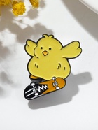 Значок «Цыплёнок» на скейте, цветной в чёрном металле - Фото 5