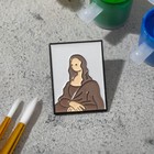 Значок «Искусство» Мона Лиза, бело-коричневый в чёрном металле - Фото 2