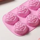 Форма силиконовая для выпечки «Цветы.Роза», 6 ячеек, 24,5×16×3 см, d=7 см, цвет розовый - Фото 3