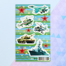 Наклейки "Военная техника" звезды, зеленый фон, 9,8х15,9 см