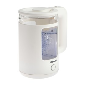 Чайник электрический "Добрыня" DO-1259W, стекло, 1.5 л, 1800 Вт, белый