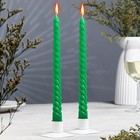 Набор свечей витых, 2,2х 25 см, 2 штуки, зелёный, подвес - фото 10148456