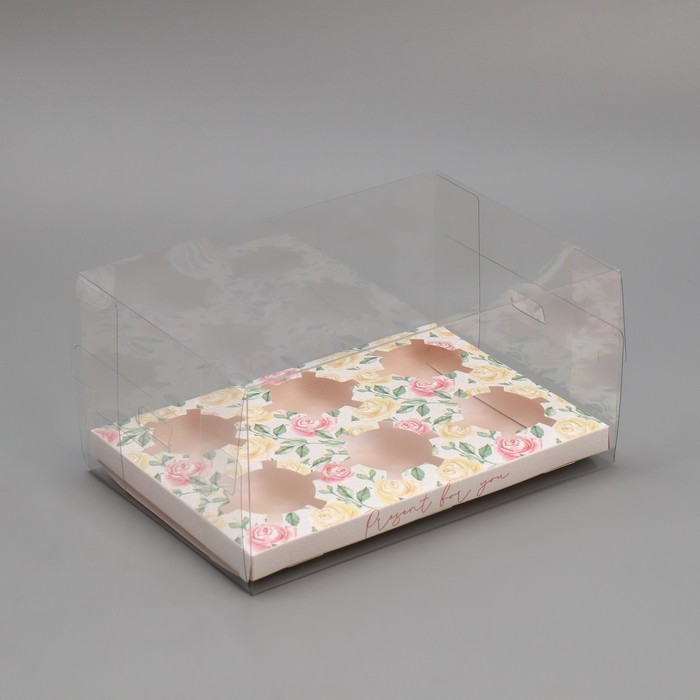 Коробка для капкейка, кондитерская упаковка, «Розы», 16 х 23 х 11.5 см