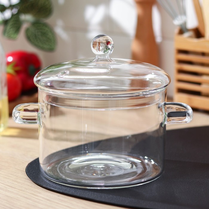 УЦЕНКА Кастрюля стеклянная огнеупорная Magistro «Лия», 1,450 л - Фото 1