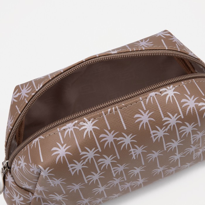 Косметичка на молнии, с подкладом, цвет светло-коричневый 32336