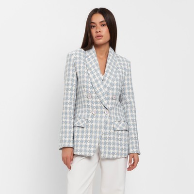 Пиджак женский твидовый двубортный MIST, размер 48, голубой