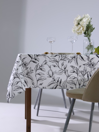 Скатерть «Доляна» Plant leaves, 146×220 см, 100% хлопок, рогожка 164 г/м²