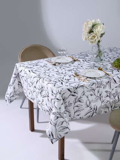 Скатерть «Доляна» Plant leaves, 146×250 см, 100% хлопок, рогожка 164 г/м²