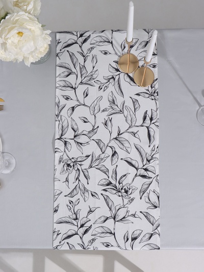 Дорожка «Доляна» Plant leaves, 40×146 см, 100% хлопок, рогожка 164 г/м²