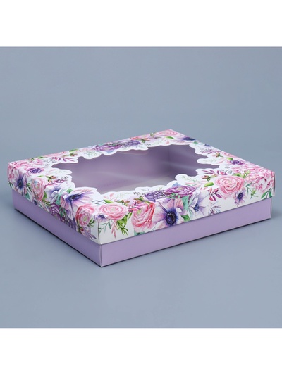 Коробка подарочная, упаковка, «Цветы», 23.5×20.5×5.5 см