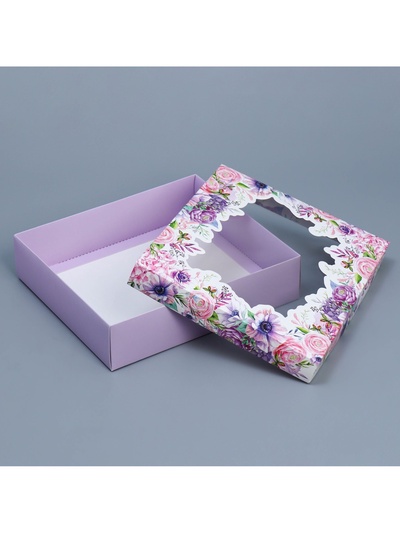 Коробка подарочная, упаковка, «Цветы», 23.5×20.5×5.5 см