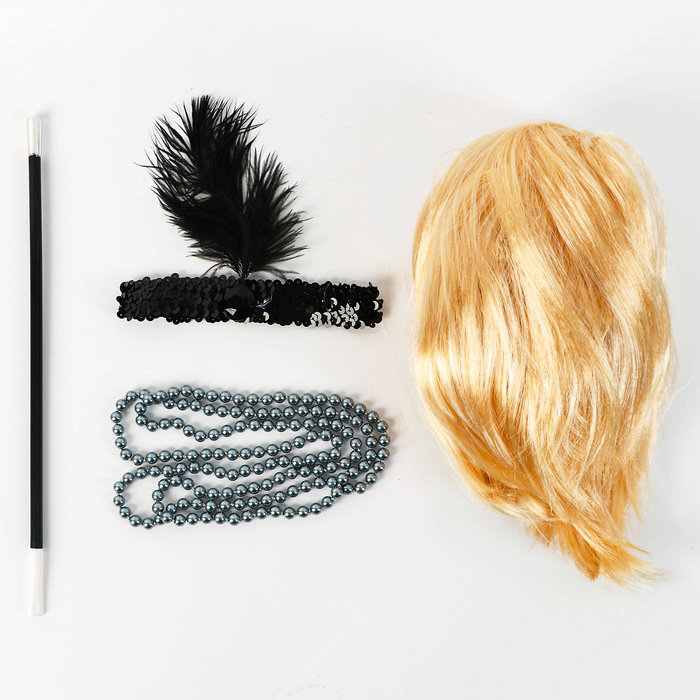 Карнавальный набор «Вечеринка Гэтсби. Блондинка», парик, повязка, бусы - фото 1907594045