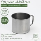 Кружка Доляна «Мэйли», 850 мл, d=11.5 см, толщина 0.33 мм, нержавеющая сталь, хромированная - Фото 1