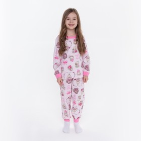 Пижама для девочки, цвет розовый/зайки, рост 104 см