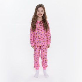 Пижама для девочки, цвет розовый/цветные сердца, рост 98 см