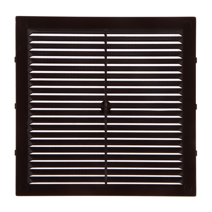 Решетка вентиляционная ZEIN Люкс Л194КР, 194 х 194 мм, с сеткой, неразъемная, коричневая - Фото 1