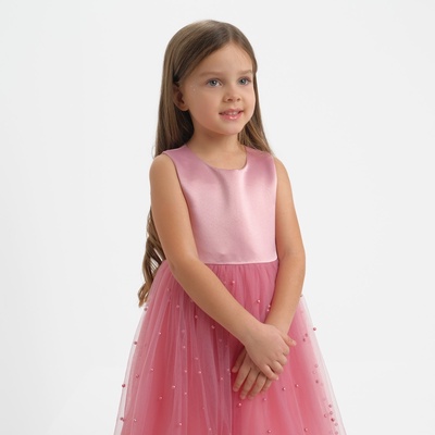 Платье нарядное для девочки KAFTAN, с бусинами, рост 98-104 см, розовое