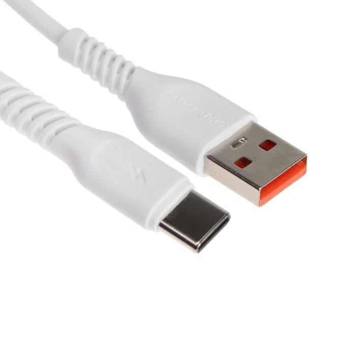 Кабель ONE DEPOT S08WT, Type-C - USB, 2.4 А, 1 м, белый - Фото 1