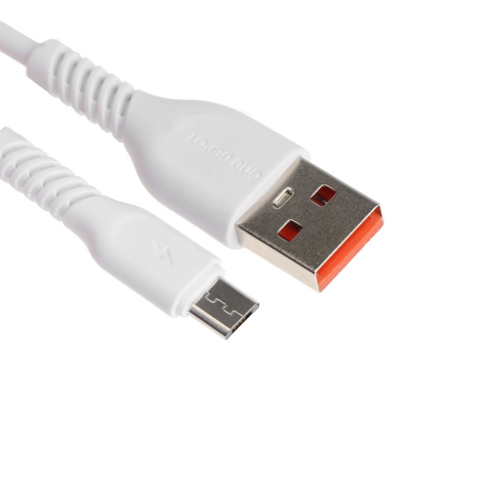 Кабель ONE DEPOT S08WM, microUSB - USB, 2.4 А, 1 м, белый - Фото 1