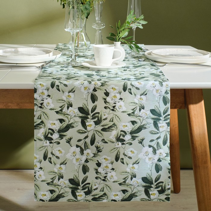 Дорожка «Доляна» Apple flowers, 40×146 см, 100% хлопок, рогожка 164 г/м² - Фото 1