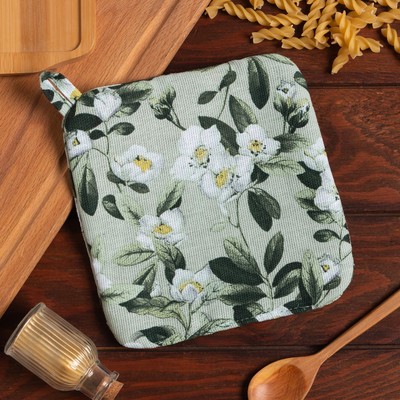 Прихватка Доляна Apple flowers 19×19 см, 100% хлопок, рогожка 164 г/м²