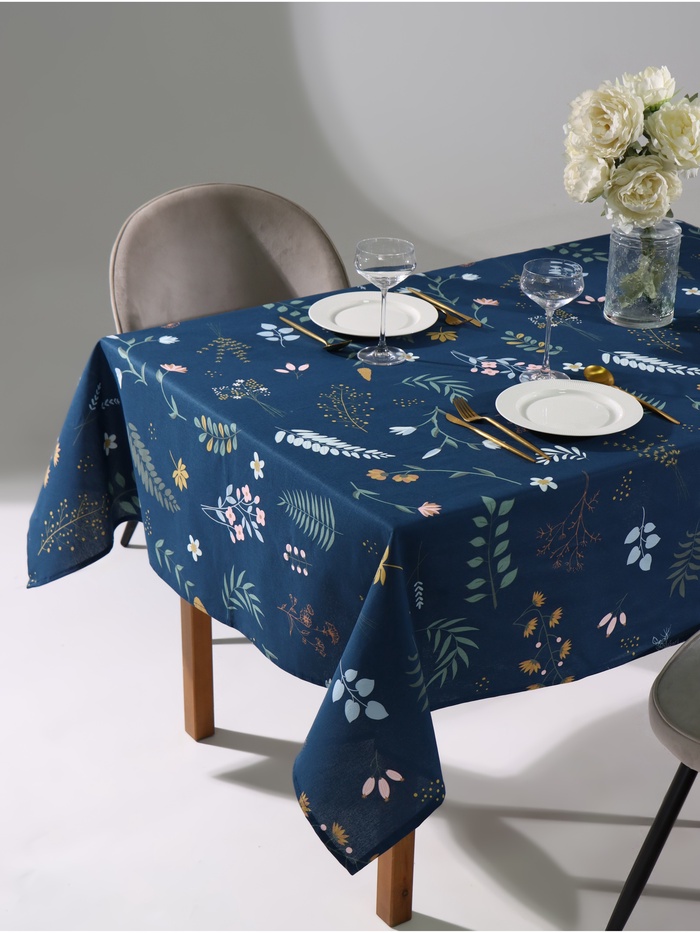 Скатерть Доляна Twilight forest 146×250 см, 100% хлопок, рогожка 164 г/м²