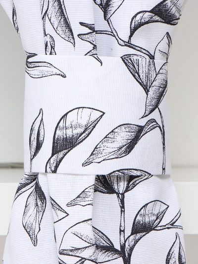 Шторы для кухни Доляна Plant leaves 146х180 см - 2 шт, подхваты - 2 шт, 100% хлопок, 164 г/м2