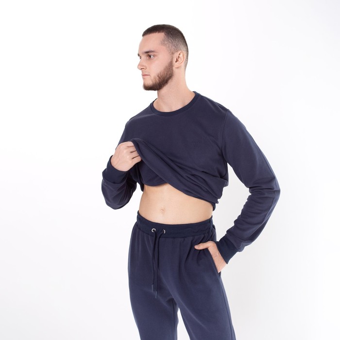 Костюм мужской (свитшот, брюки), цвет тёмно-синий, размер 52 (2XL) 59115
