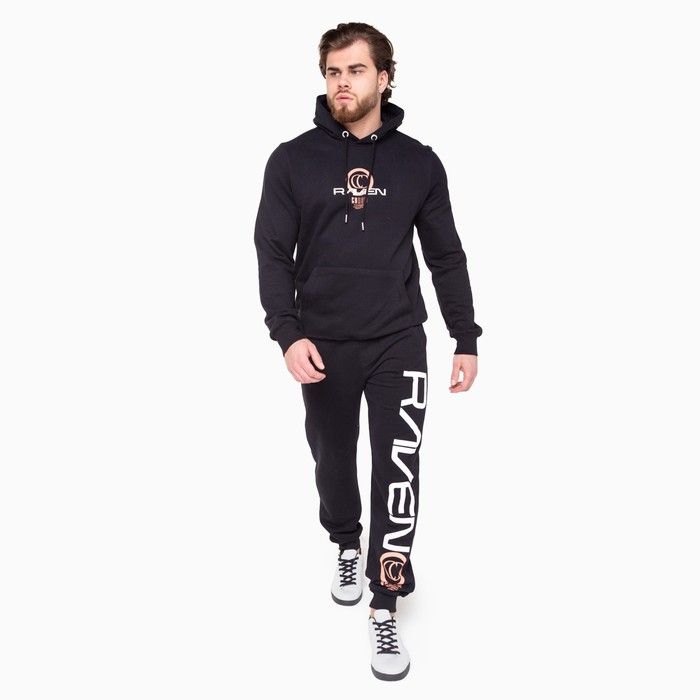 Костюм мужской (толстовка, брюки), цвет чёрный, размер 46 (М) 59116