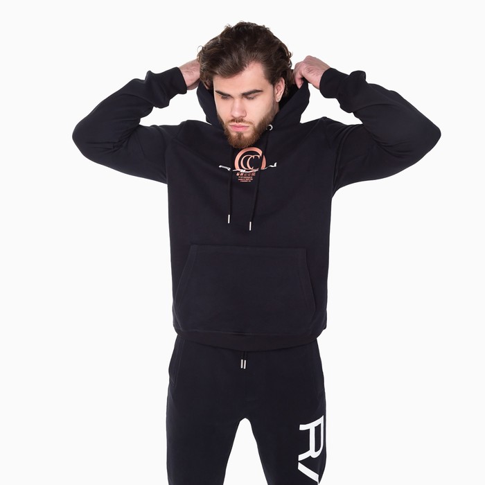 Костюм мужской (толстовка, брюки), цвет чёрный, размер 46 (М) 59116