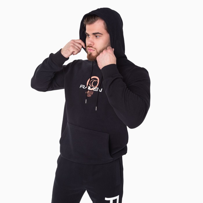 Костюм мужской (толстовка, брюки), цвет чёрный, размер 46 (М) 59116